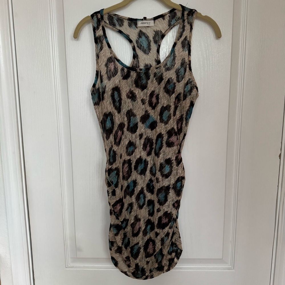 Leopard Print Sleeveless Long Tank Top
